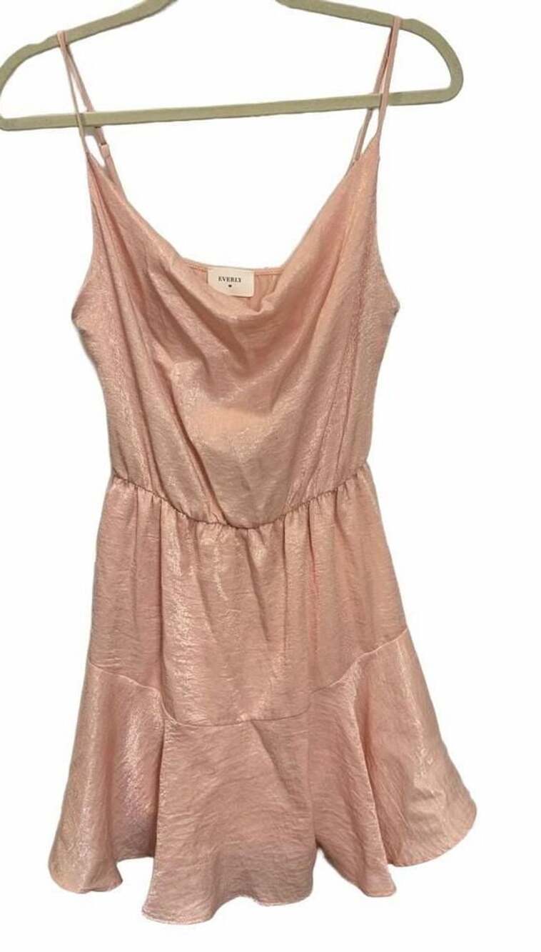 Everly Blush Pink Satin Cowl Neck Ruffle Mini Dress Small Ballerinacore Coquette